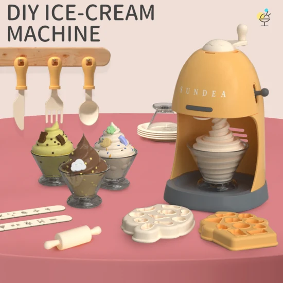 DIY 아이스크림 기계 색상 진흙 세트 크리 에이 티브 키즈 에어 드라이 클레이 장난감 풍부한 도구 액세서리 교육 놀이 반죽 장난감 컬러 클레이